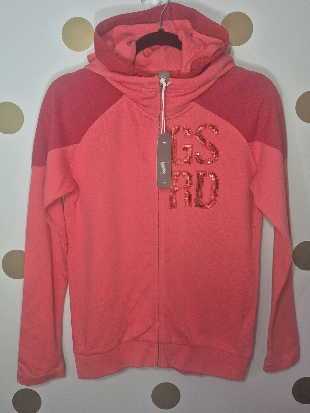 VINTAGE G-Star RAW Coral Pink Zip-Up Hoodie 2012 Deadstock